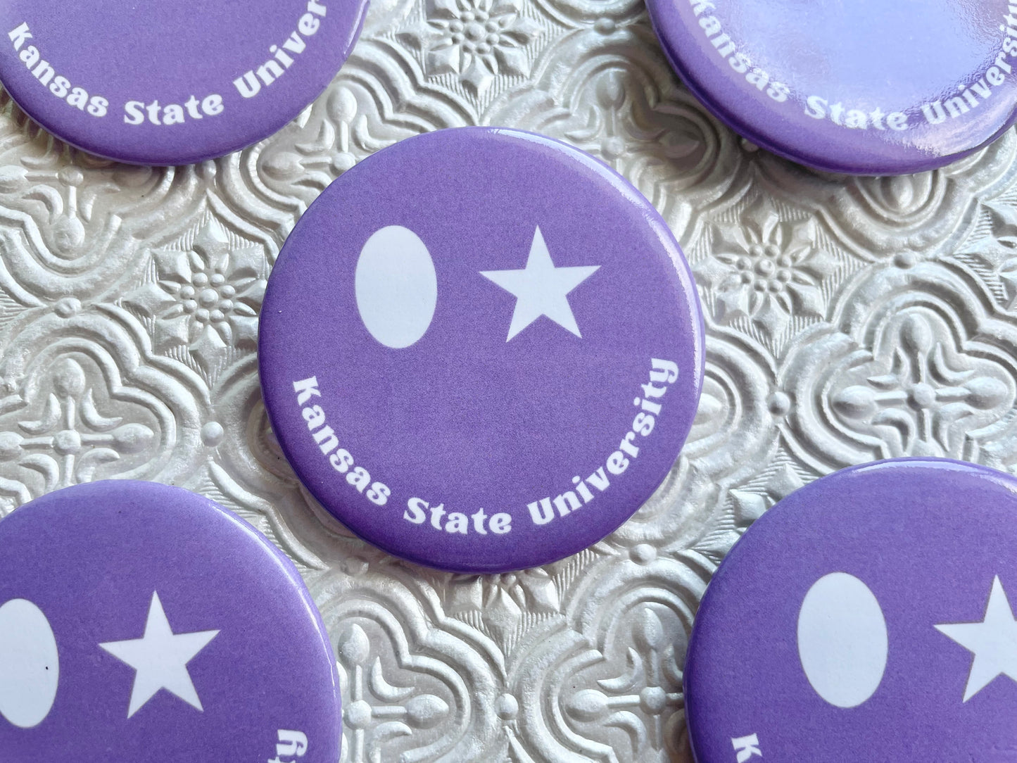 K-State Smiley Face Pinback Gameday Button