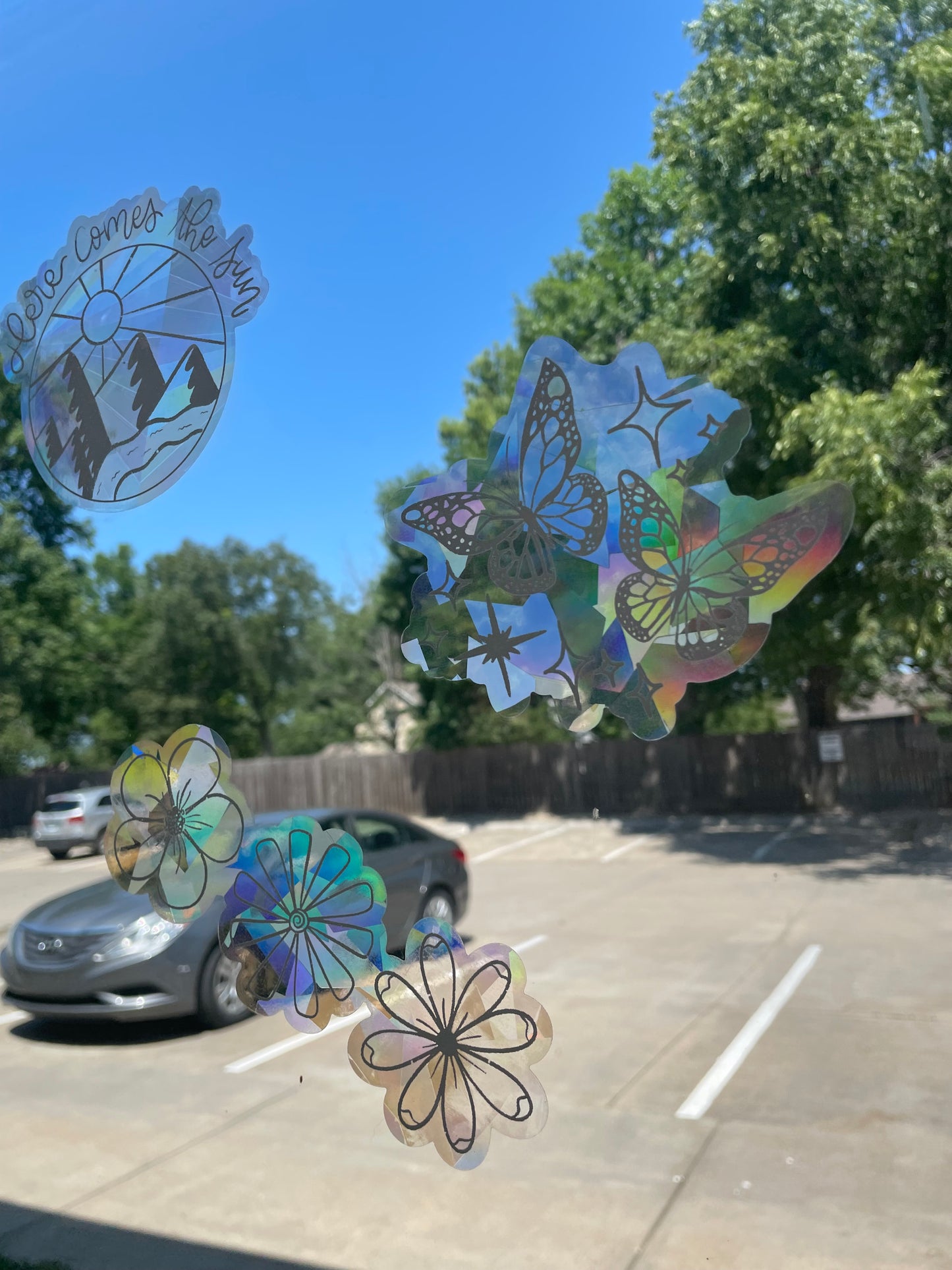 Triple Flower Stack Window Suncatcher Decal