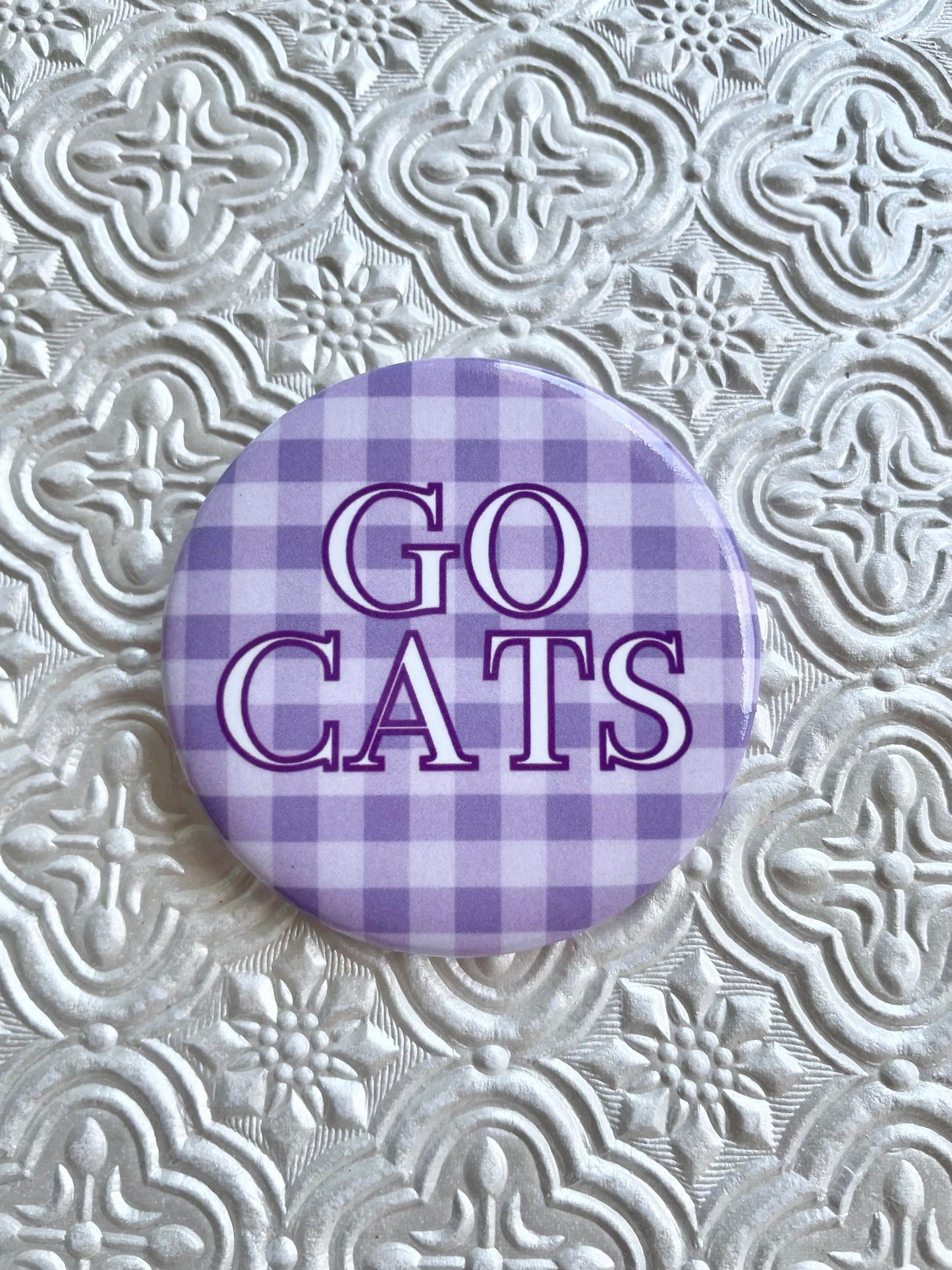 Go Cats Gingham Gameday Pinback Button