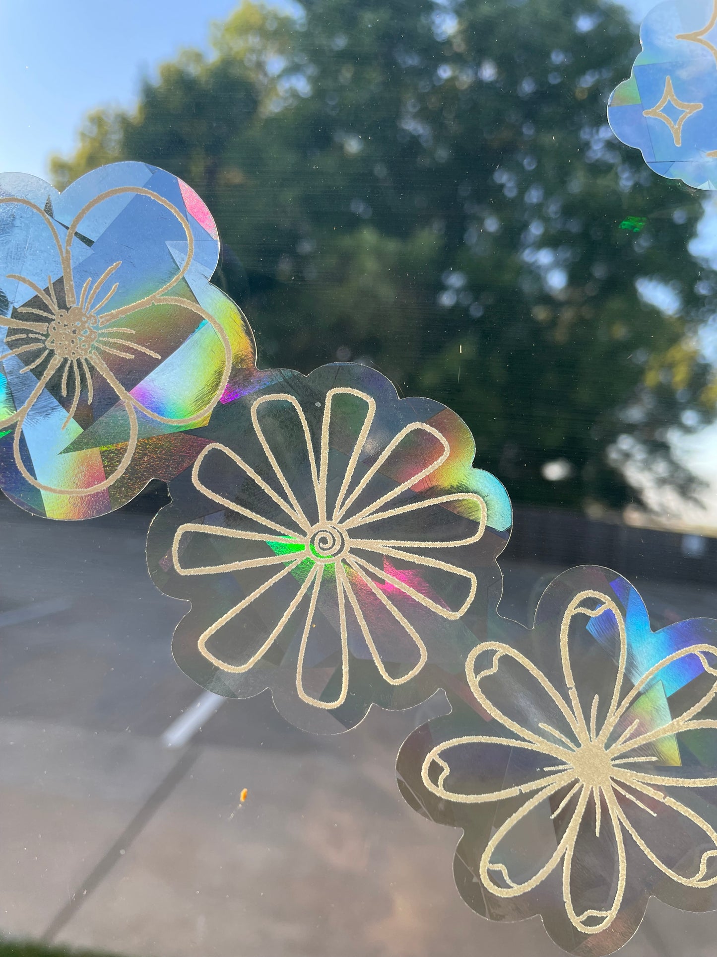 Triple Flower Stack Window Suncatcher Decal