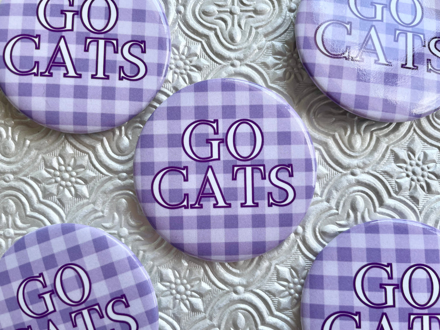Go Cats Gingham Gameday Pinback Button