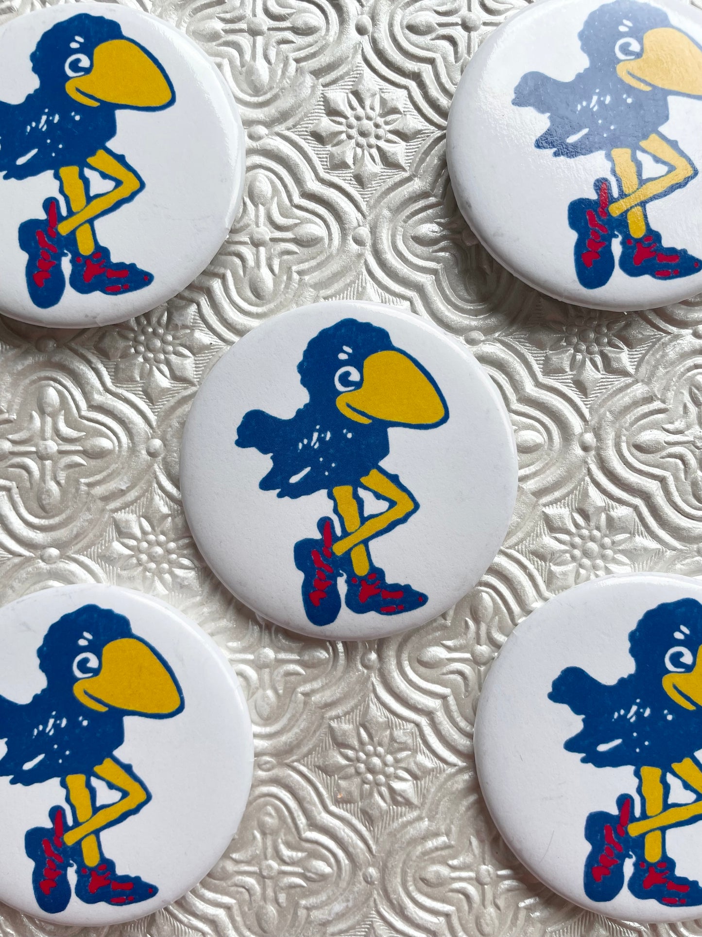 White Jayhawk Gameday Pinback Button