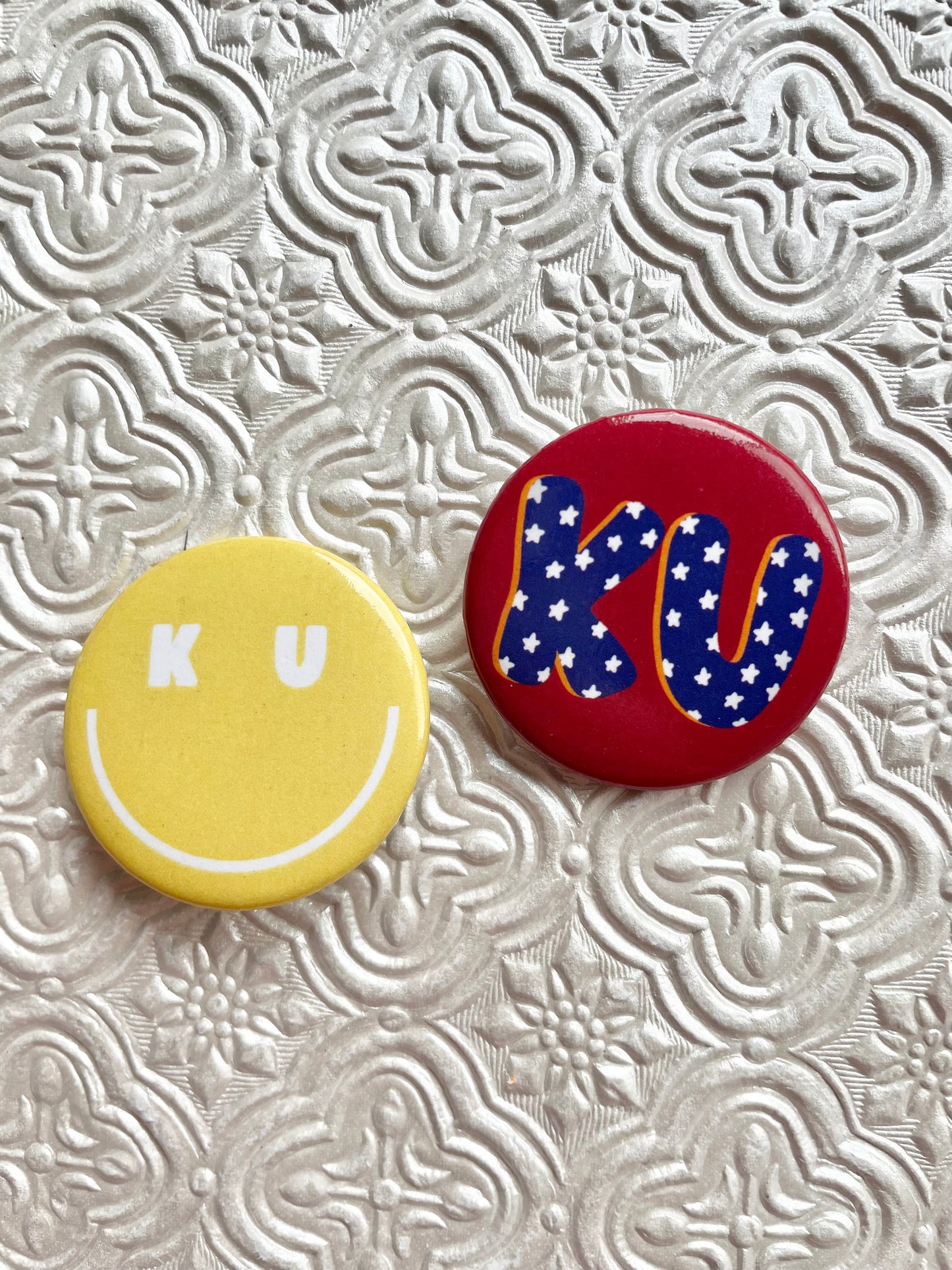 KU Smiley Mini Gameday Pinback Button