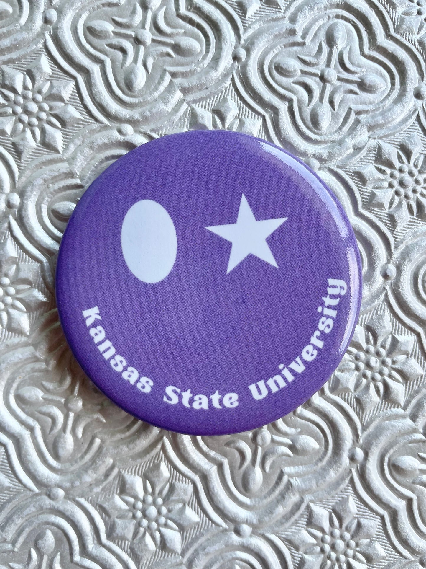 K-State Smiley Face Pinback Gameday Button