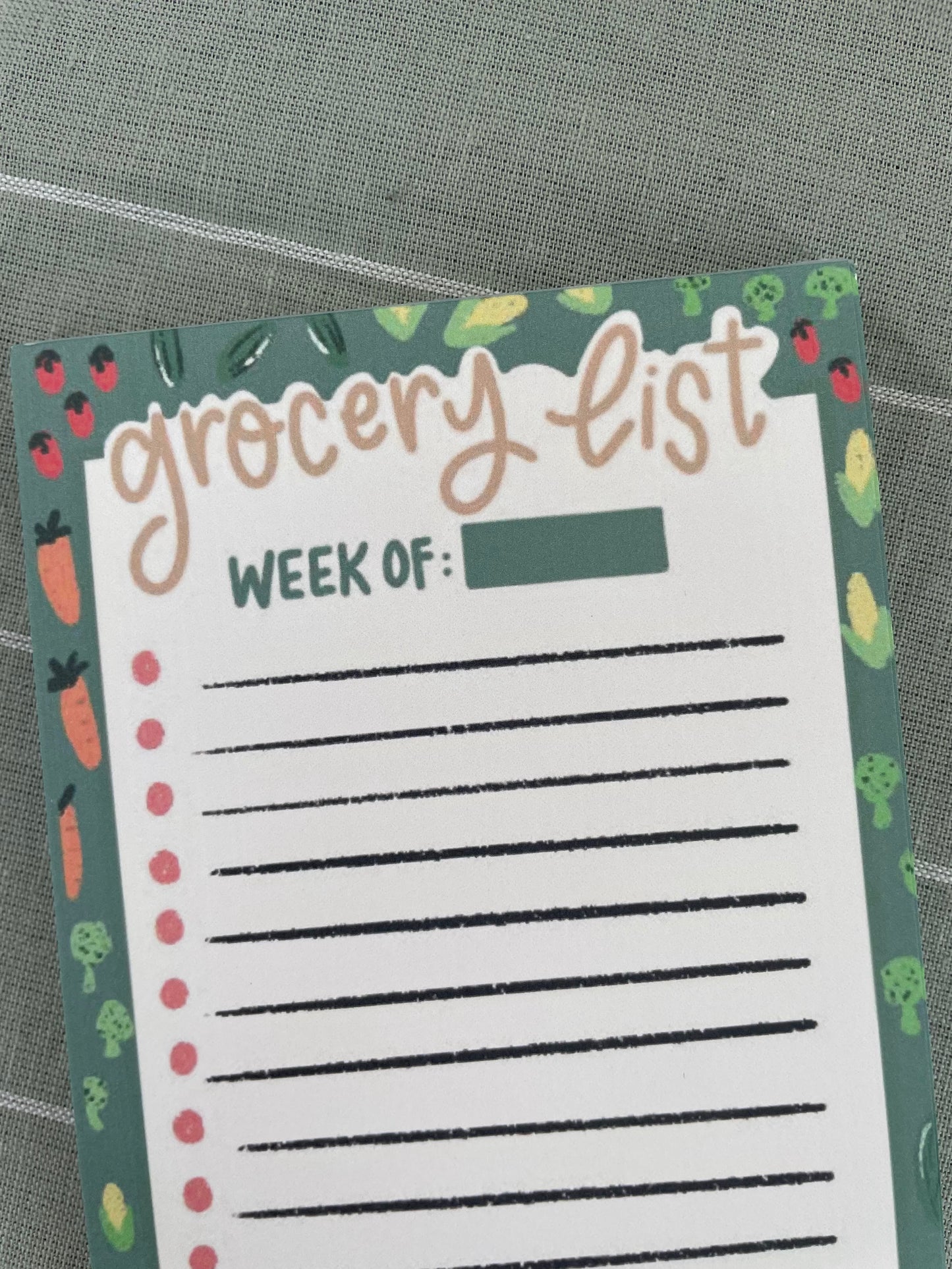Farmer's Market Grocery List Pad