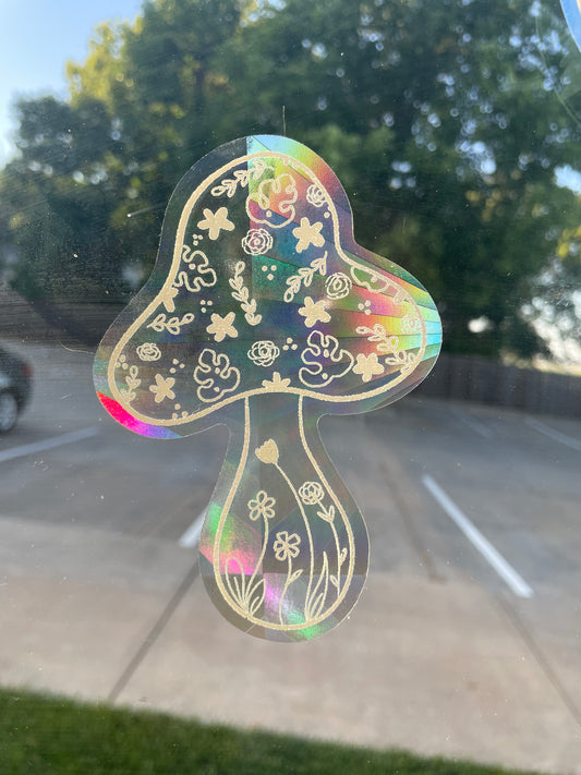 Flower Mushroom Window Suncatcher Decal