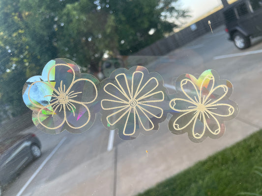 Triple Flower Stack Window Suncatcher Decal