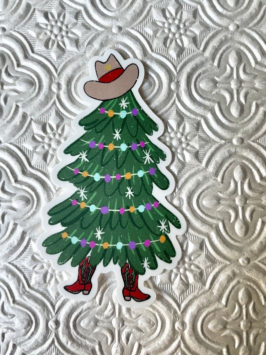 Cowboy Christmas Tree Sticker