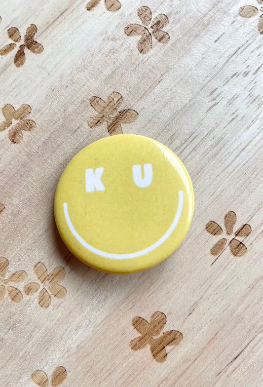 KU Smiley Mini Gameday Pinback Button