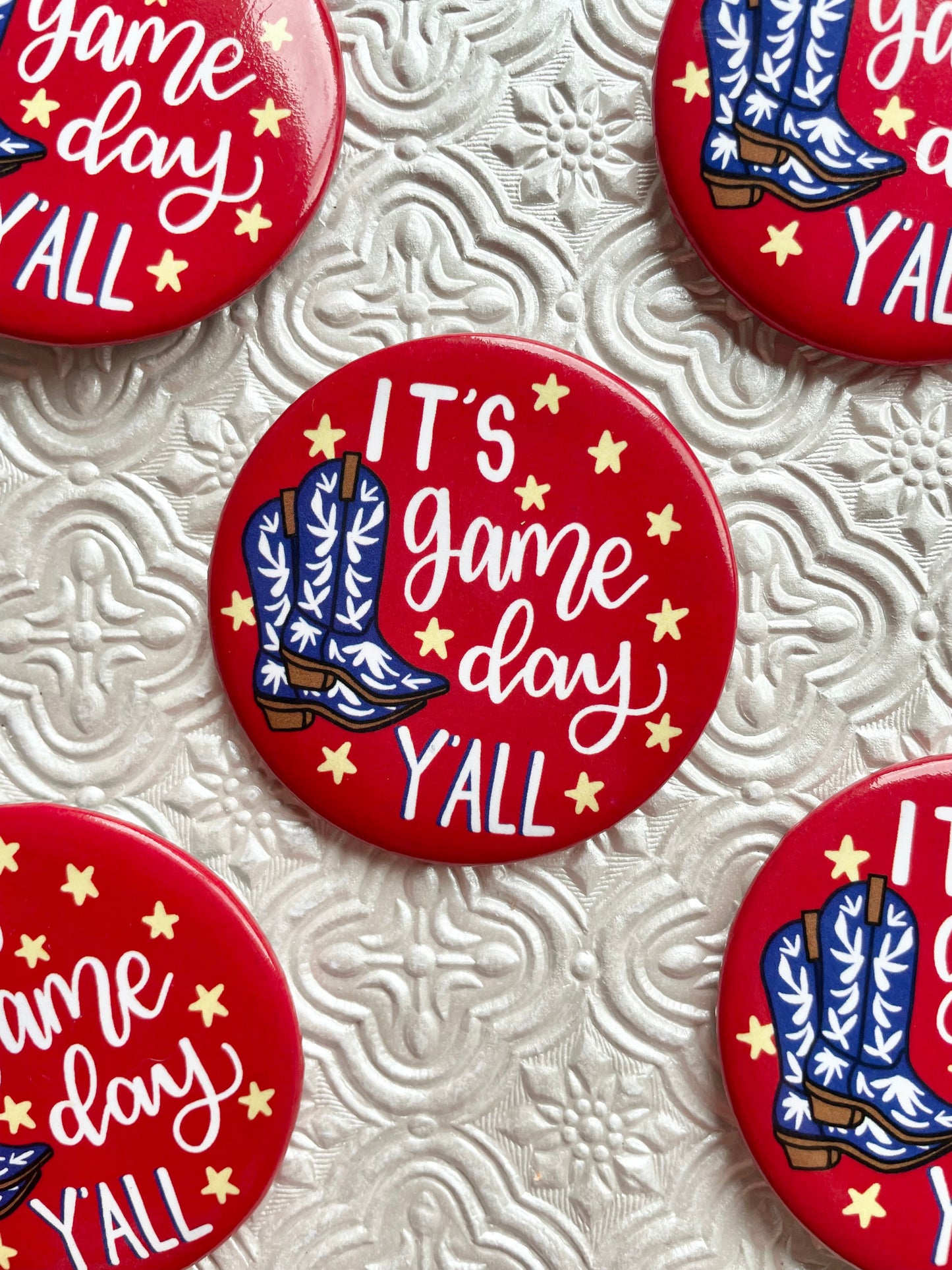 It's Gameday Y'all Red and Blue KU Pinback Button