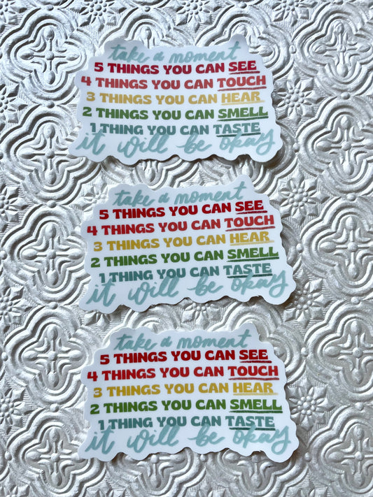 5 Senses Grounding Technique Sticker