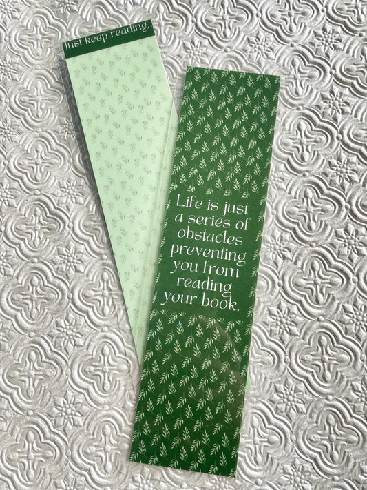 Just Keep Reading Double Sided Bookmark