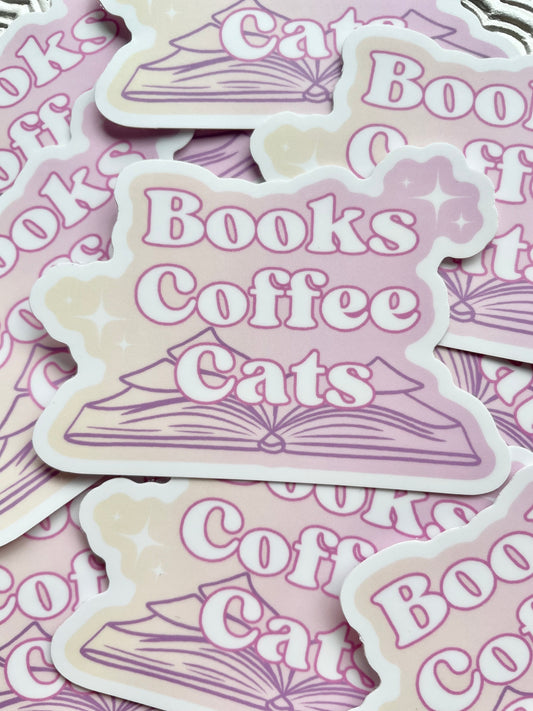 Books Coffee Cats Sticker