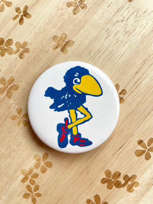 White Jayhawk Gameday Pinback Button