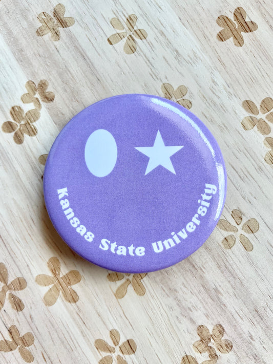 K-State Smiley Face Pinback Gameday Button