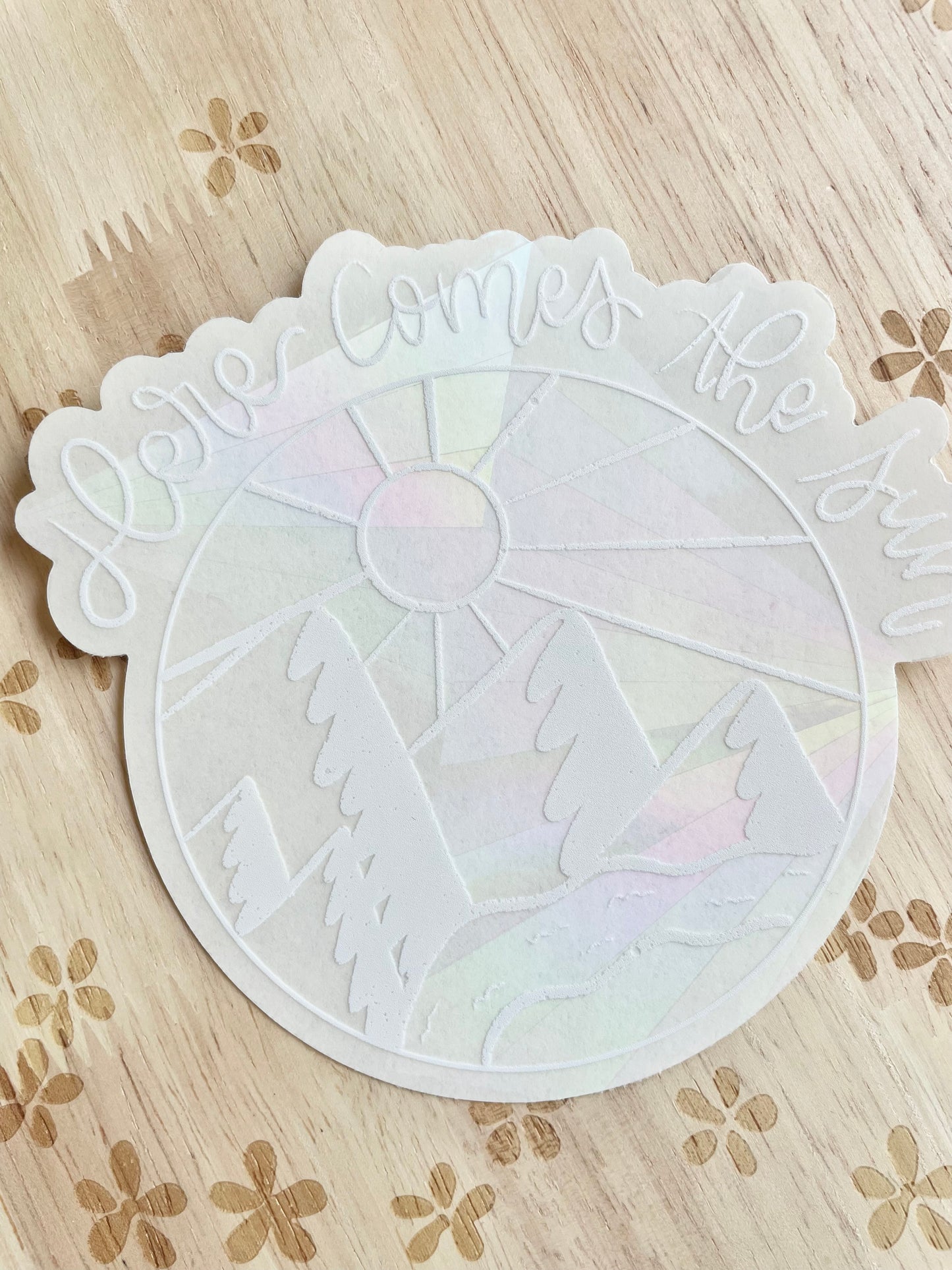 Here Comes the Sun Mountain Window Suncatcher Decal