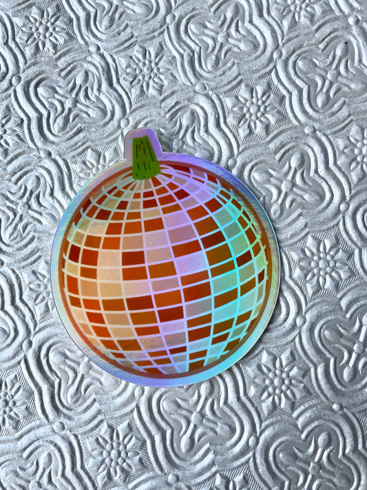 Pumpkin Disco Ball Holographic Sticker