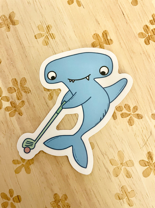 Hammerhead Shark Playing Golf Sticker