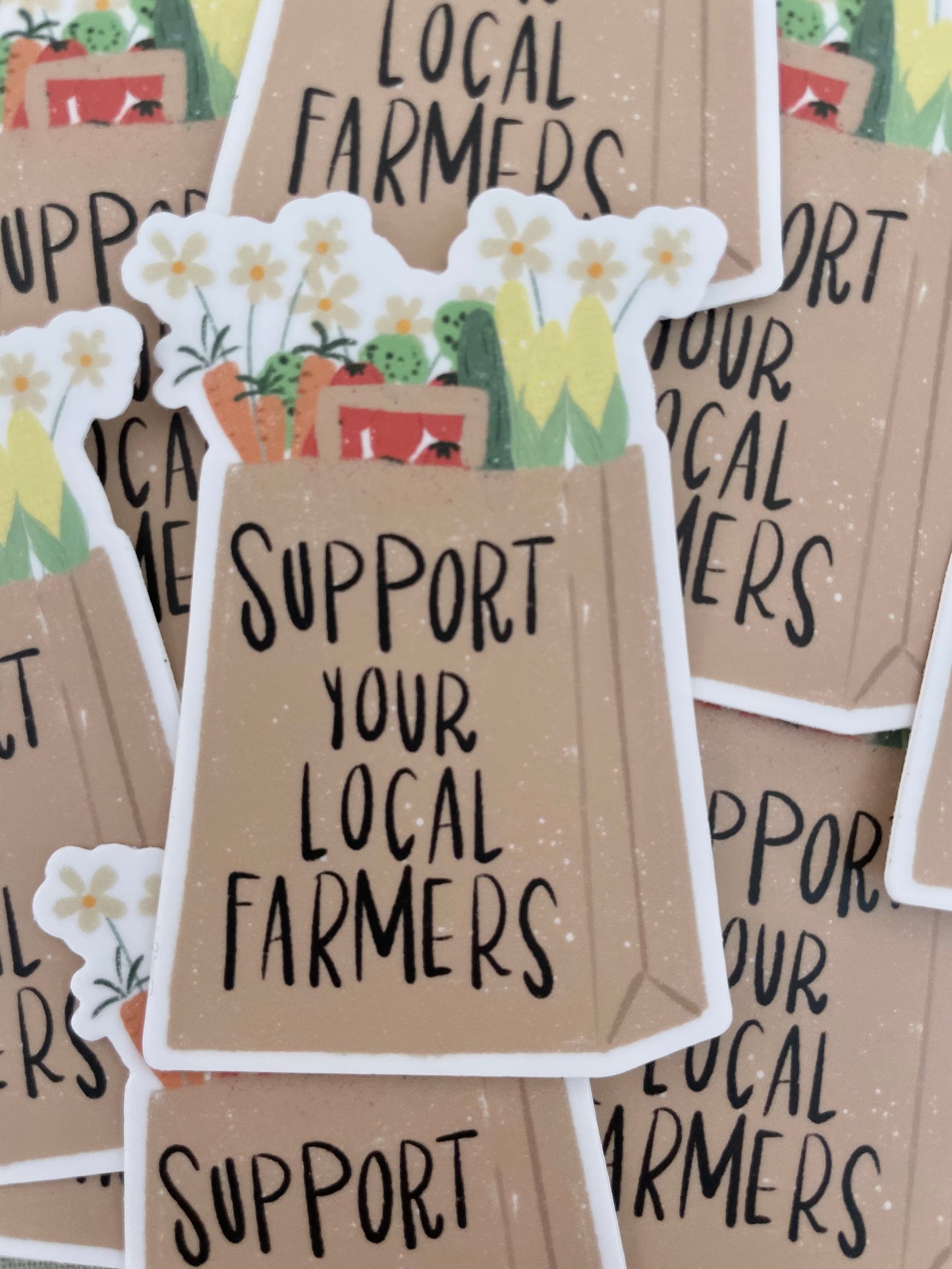 Local Farmers Grocery Bag Sticker